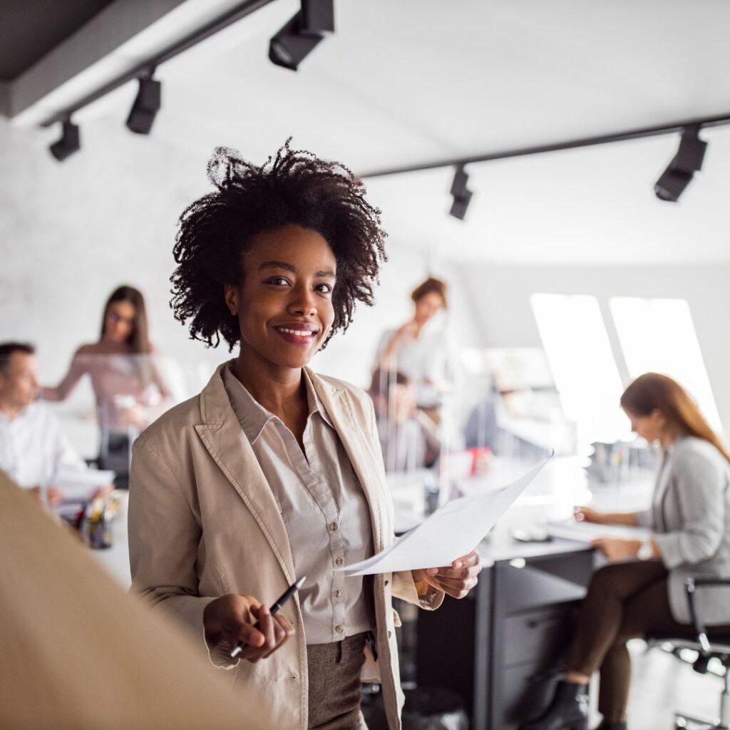 Woman smiling at work