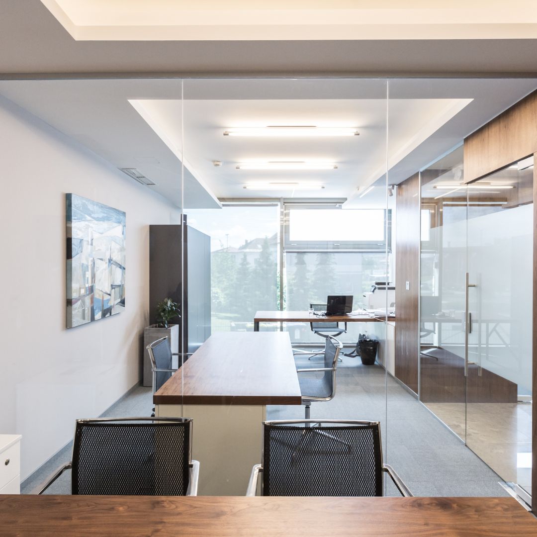 Lights in an office building