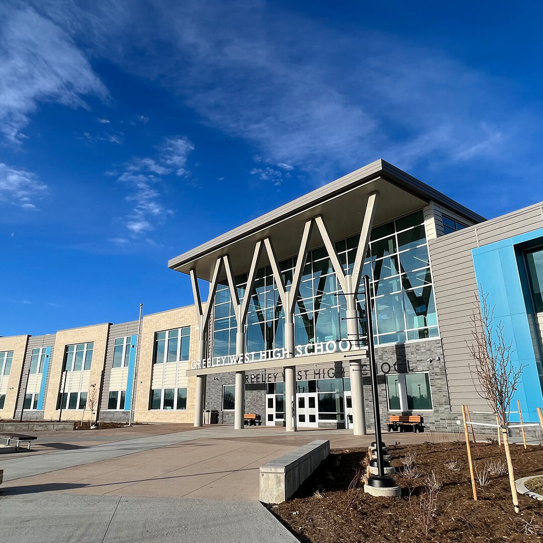 Hallway view from a Weld County School District building, demonstrating improved lighting and comfort from Colorado Controls solutions